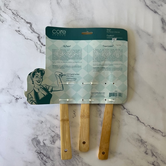 BNWT Core Bamboo Set of 3 Bamboo Utensils, Expressions Collection - Picture 2 of 5